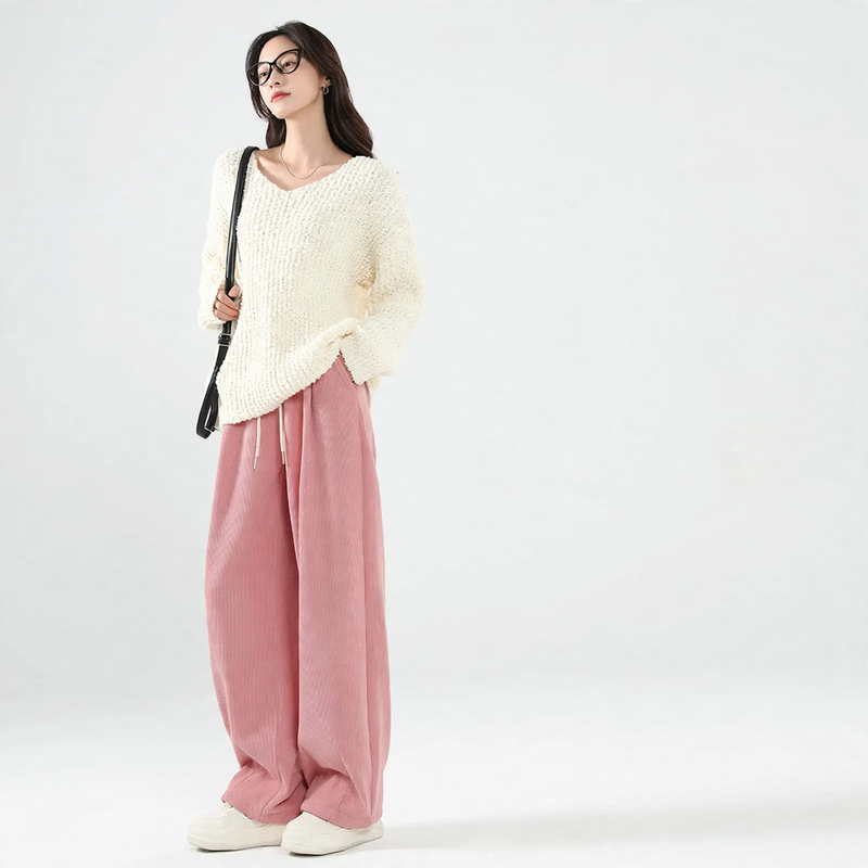 Ladies cord pants, insulated, wide fit