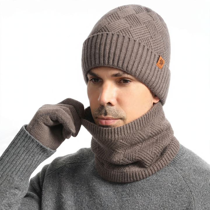 Winter Set: Knitted hat, scarf, and gloves