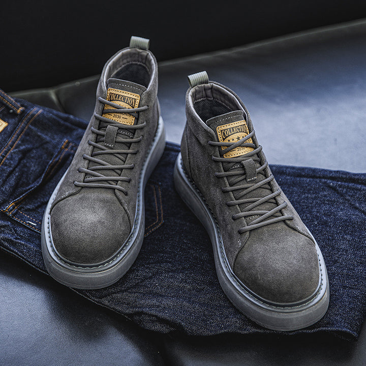 Men's vintage style boots with platform sole