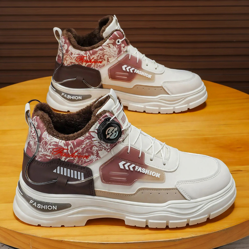 Padded men's winter boots, water-repellent, slip-resistant