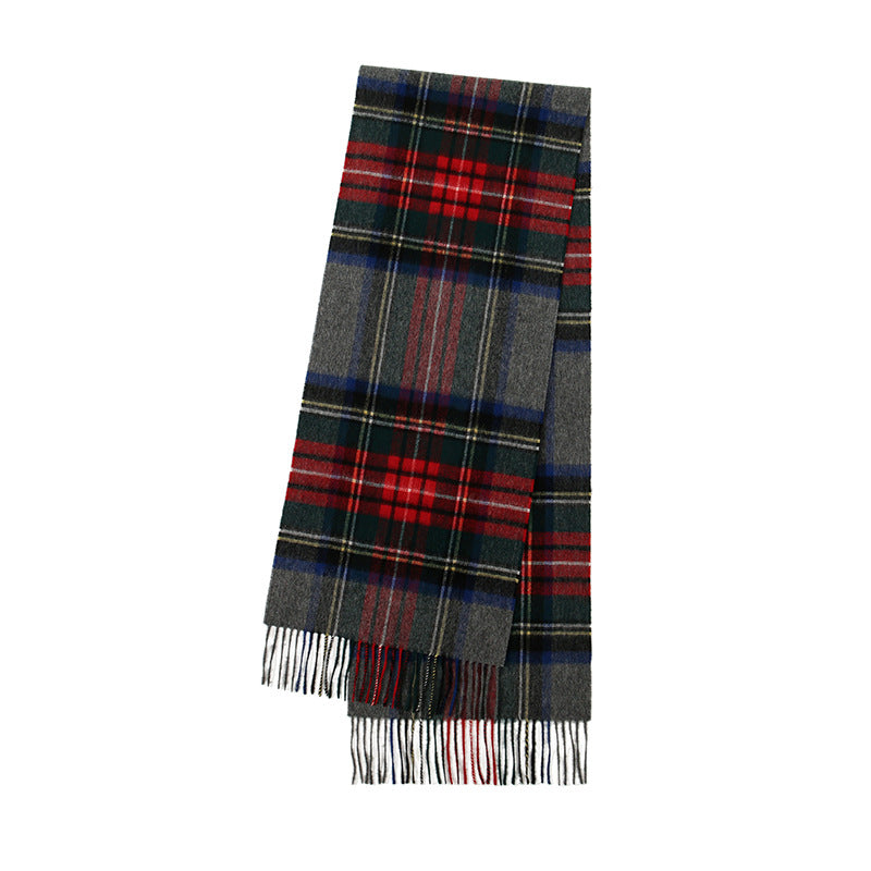 Checked scarf with fringes, 180x30cm