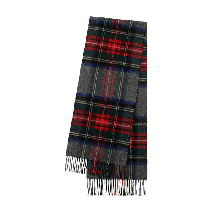 Checked scarf with fringes, 180x30cm
