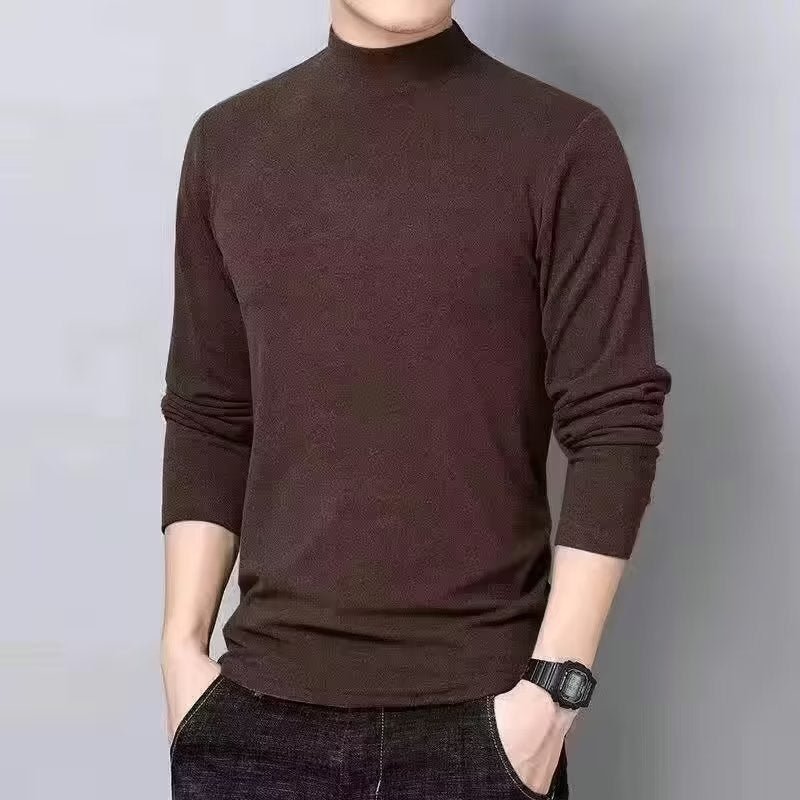Men's long sleeve shirt with stand-up collar, padded
