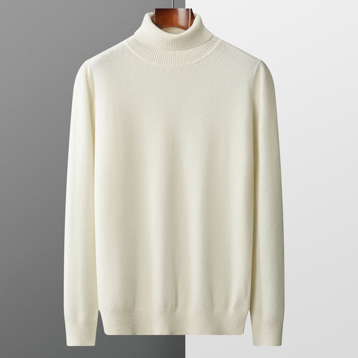Men's turtleneck sweater, solid color, long-sleeved, knit