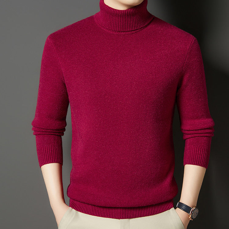 Men's turtleneck sweater with wool content, thick
