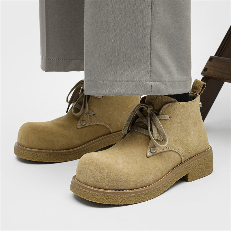 Men's Derby Shoes, Suede, Platform, Lace-up Boots