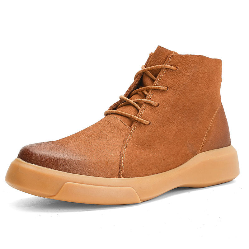 Men's leather ankle boots, sturdy