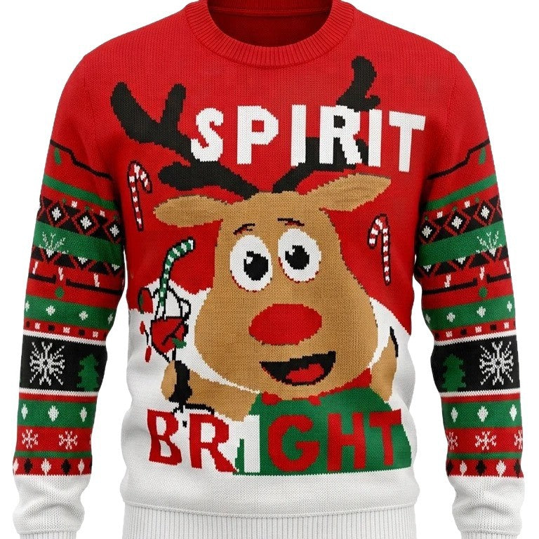 Christmas knitted sweater with animal motifs