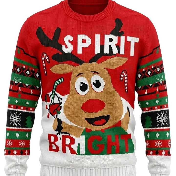 Christmas knitted sweater with animal motifs