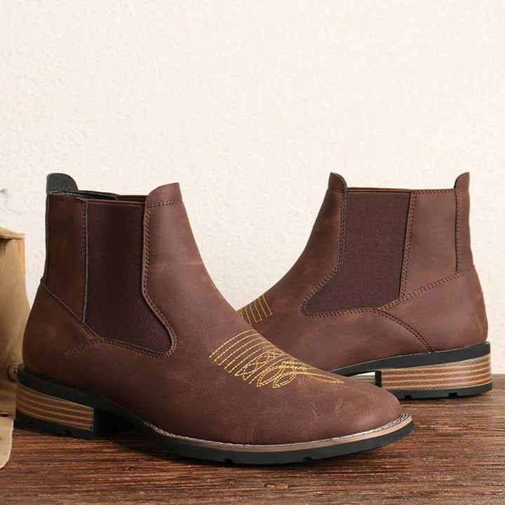 Men's Chelsea Boots, square toe, faux leather, slip-resistant