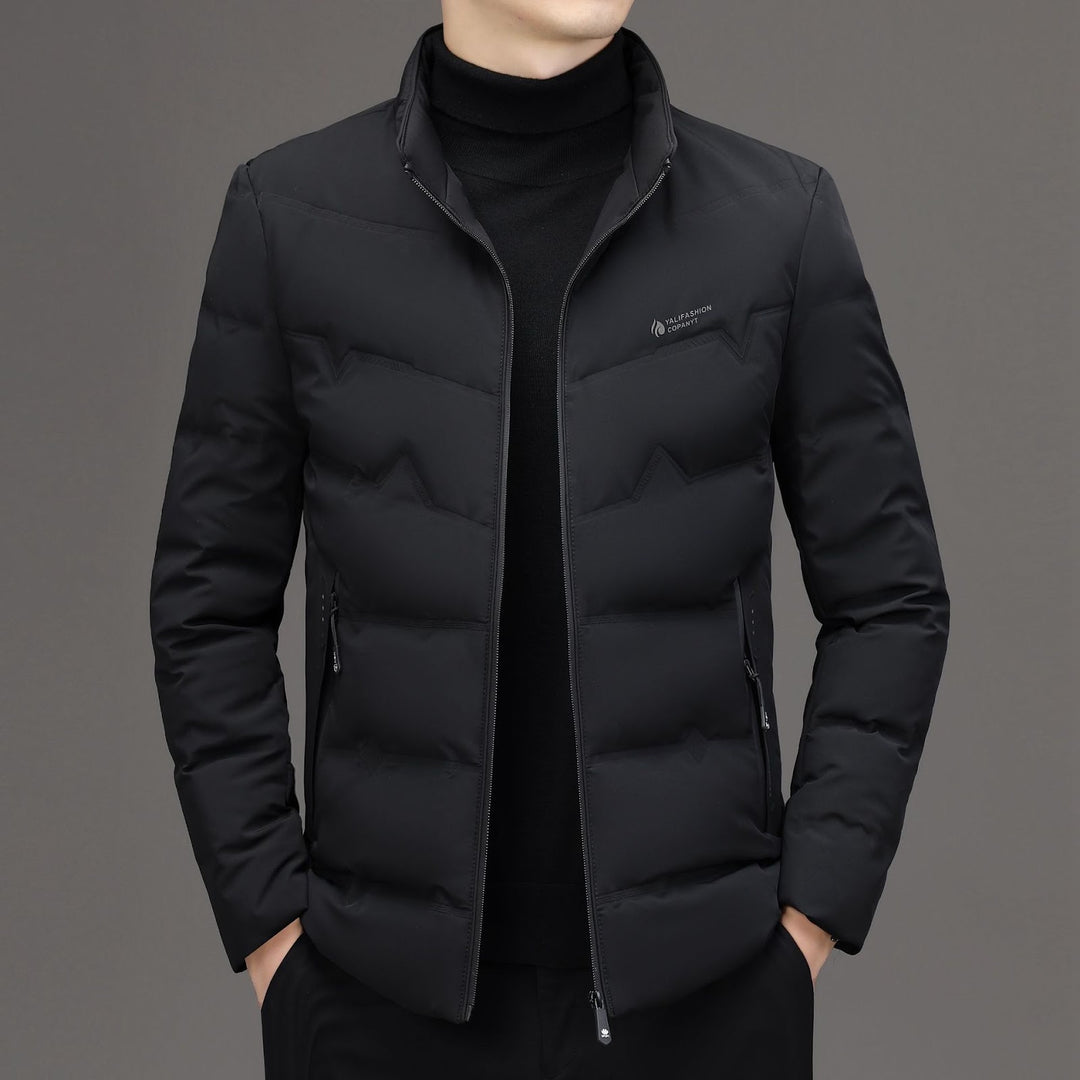 Men's down jacket with stand-up collar, white duck down
