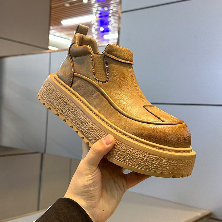 Men's Chelsea ankle boots with platform and lining