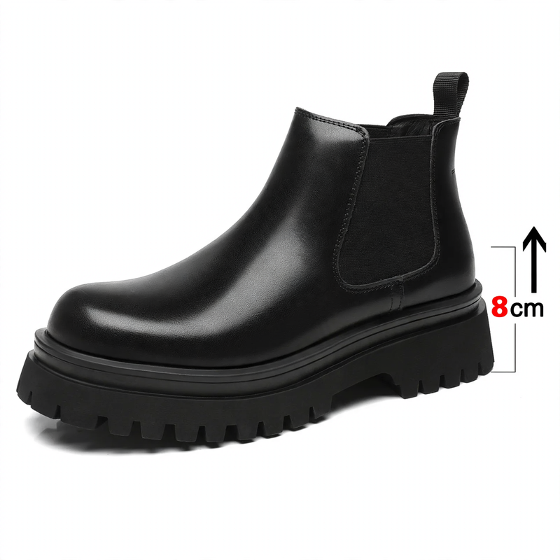 Men's platform boots with inner sole elevation