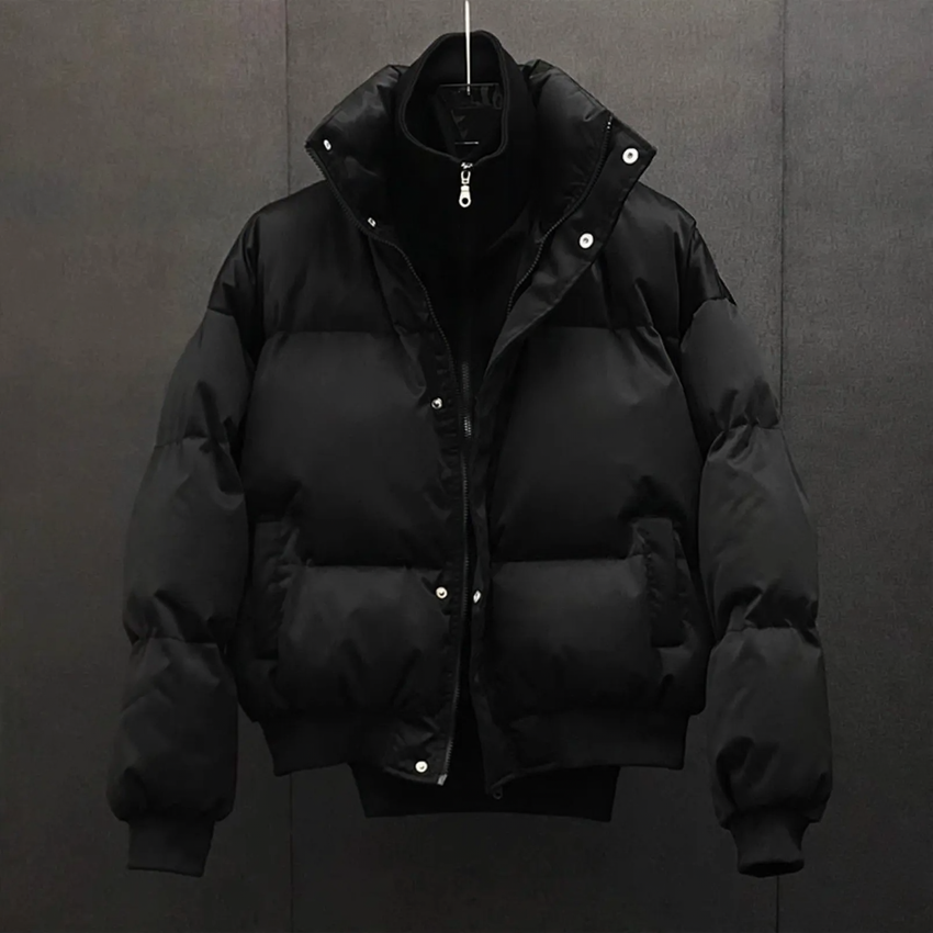 Men's winter jacket, stand-up collar, insulated, short