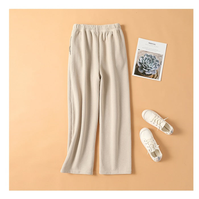 Ladies corduroy pants, high waist, straight fit