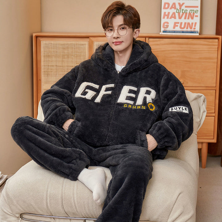 Warmer men's pajamas made of flannel, lined