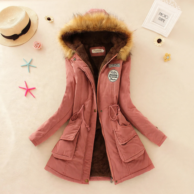 Fleece-lined hooded jacket with lambskin look