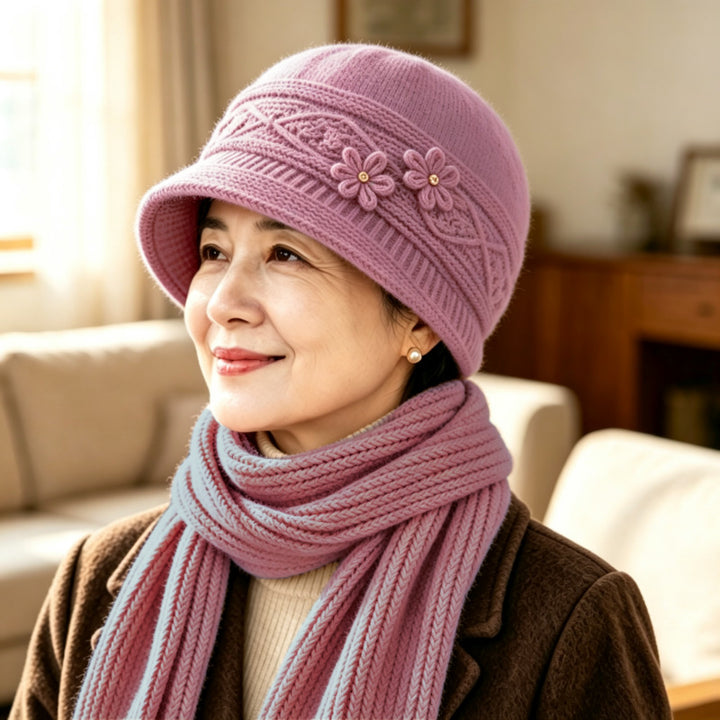 Knit Beanie and Scarf Set for Women