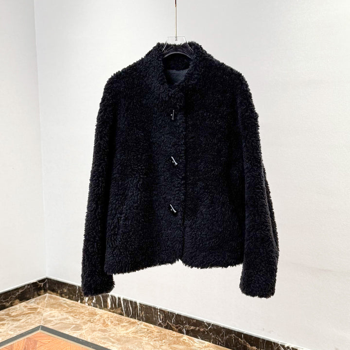 Women’s shearling imitation jacket with stand-up collar