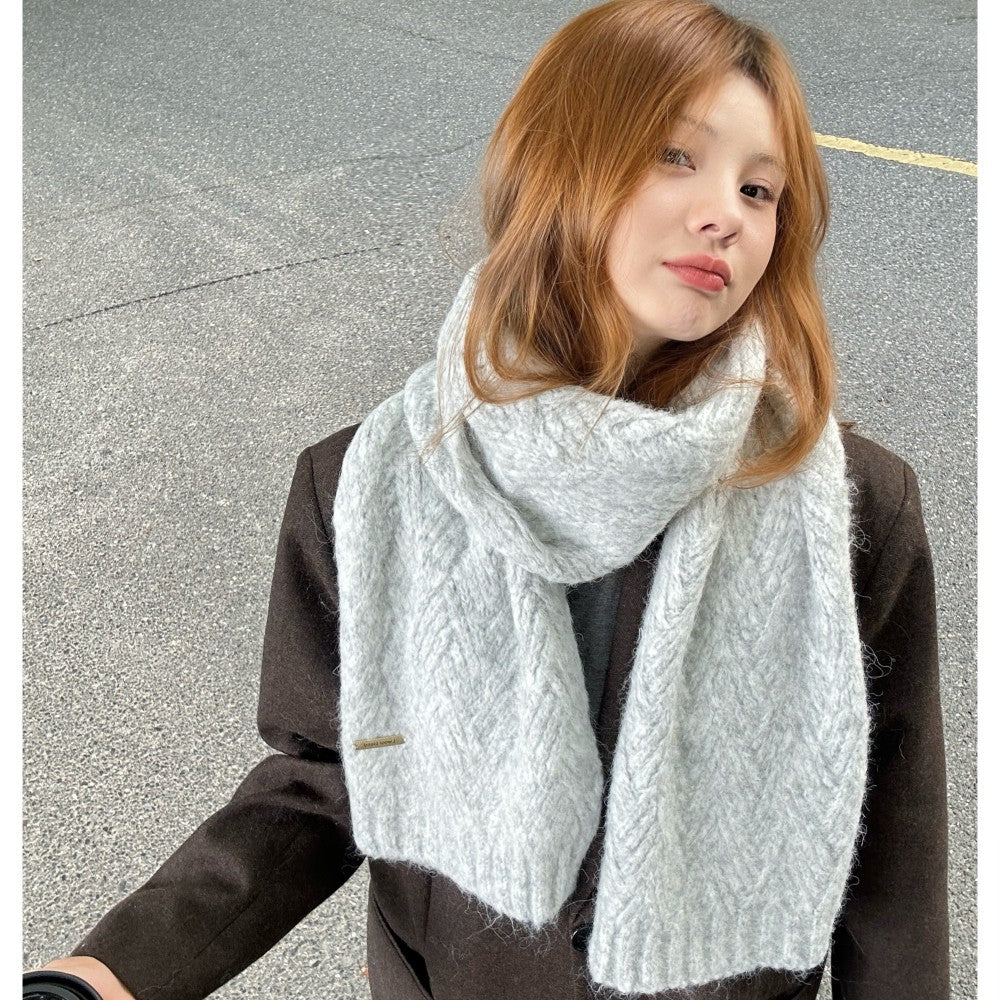 Alpaca wool knitted scarf, 24x165 cm