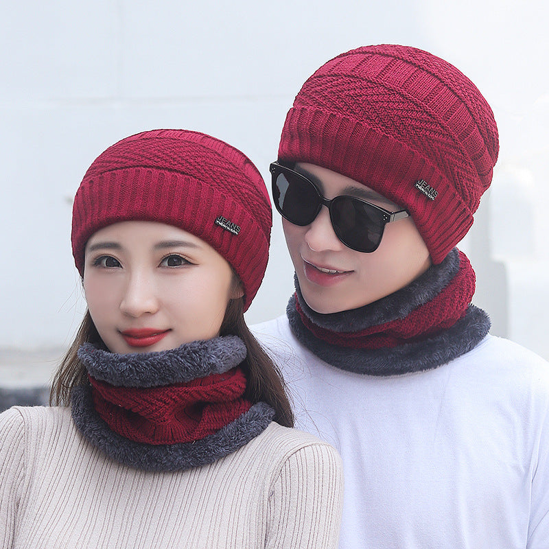 Knit hat and scarf set, lined