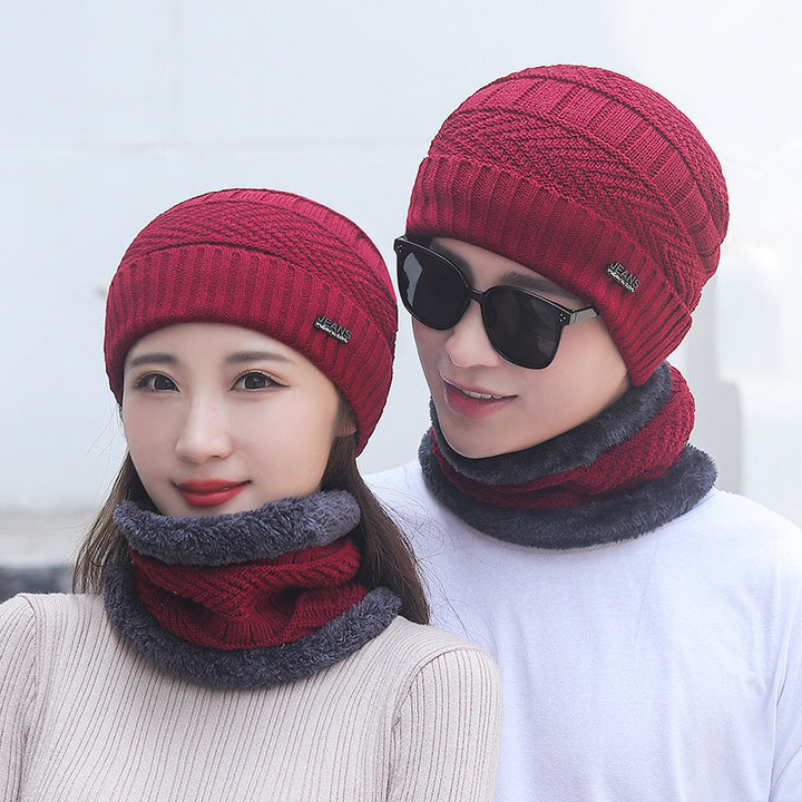 Knit hat and scarf set, lined