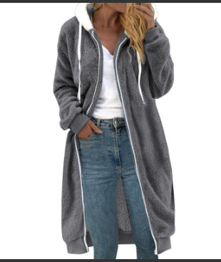 Women's Reversible Coat made of Faux Fur with Hood