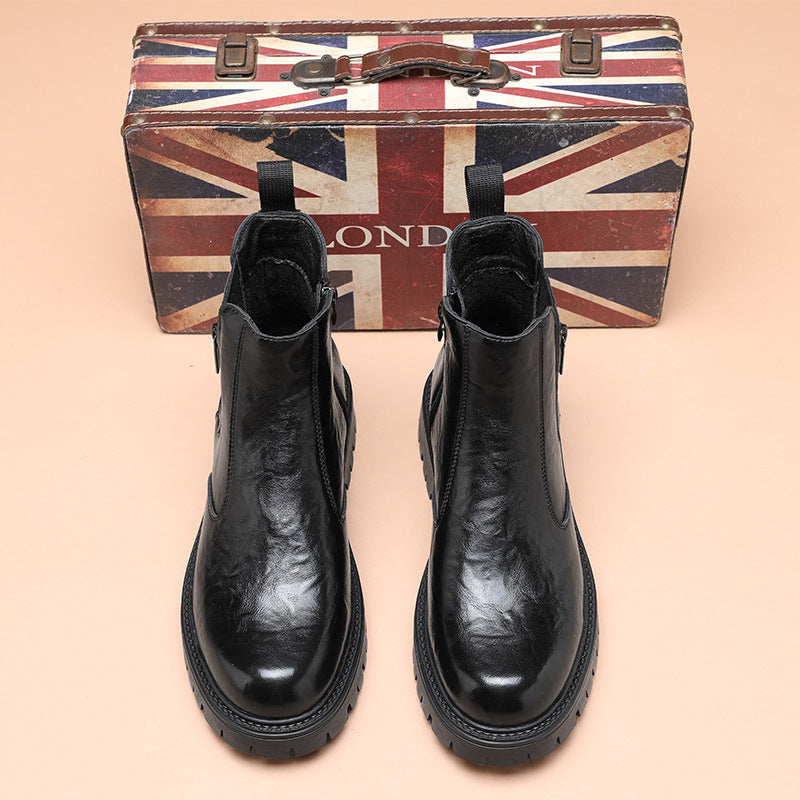 Modern men's ankle boots with platform sole