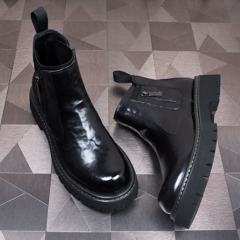 Men's Chelsea boots, lined, leather, for winter