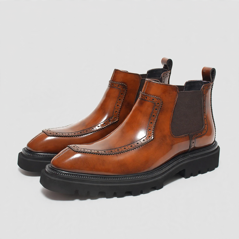 Men's Chelsea Boots made of Genuine Leather, Platform, British Style