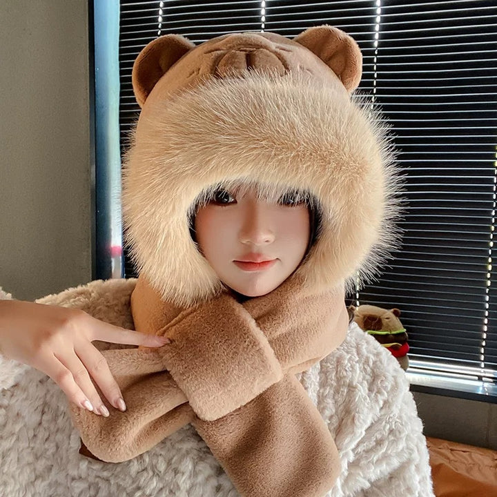 Plush set: Hooded hat and scarf
