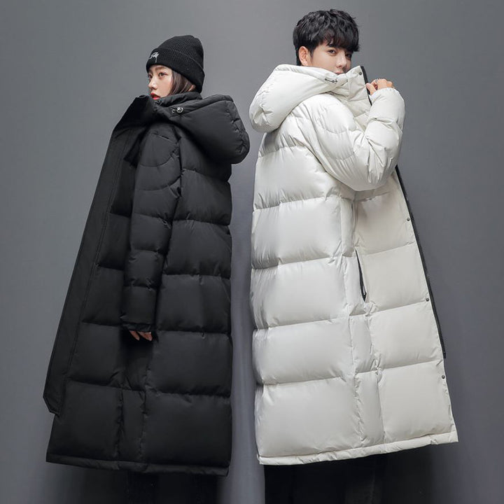 Long down coat for women and men, knee-length