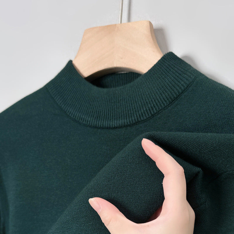 Men's knitted sweater with stand-up collar