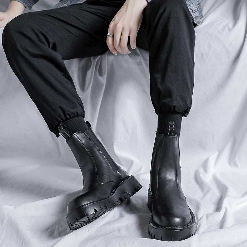Men's Chelsea boots, ankle-high, with heel