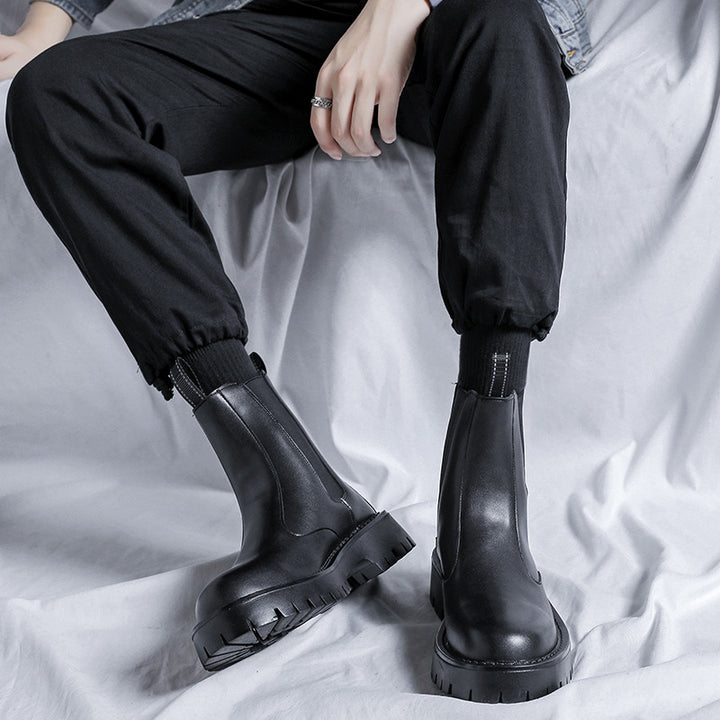 Men's Chelsea boots, ankle-high, with heel