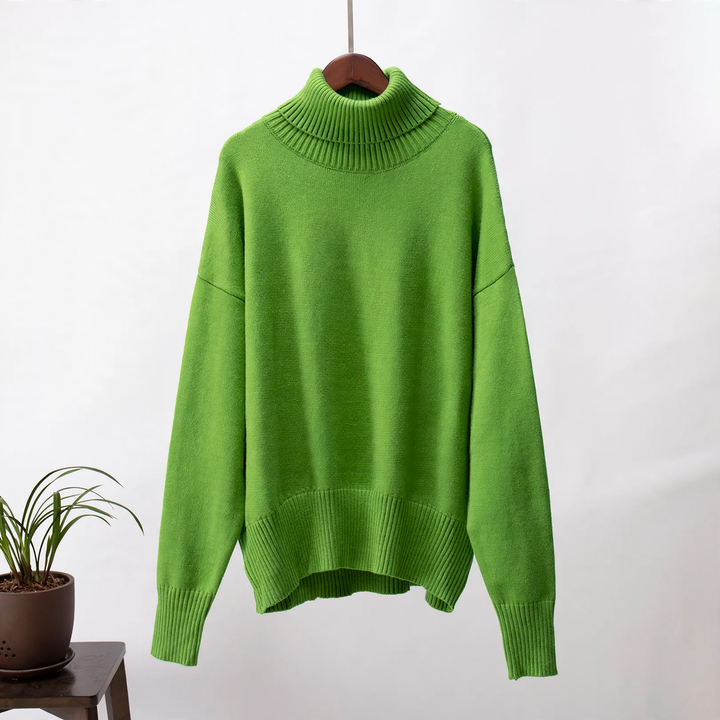 More elegant, loose women's turtleneck sweater