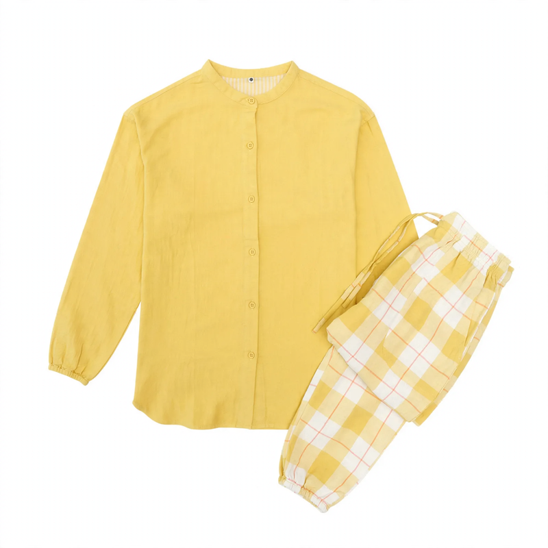 Double-layer cotton gauze pajama set for couples