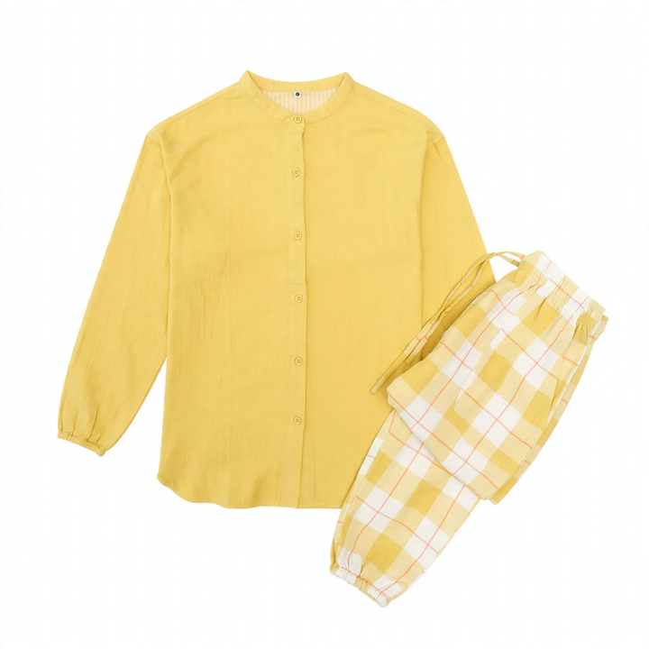 Double-layer cotton gauze pajama set for couples
