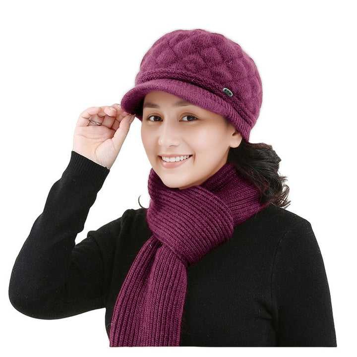 Winter Set: Knitted beret and scarf for women