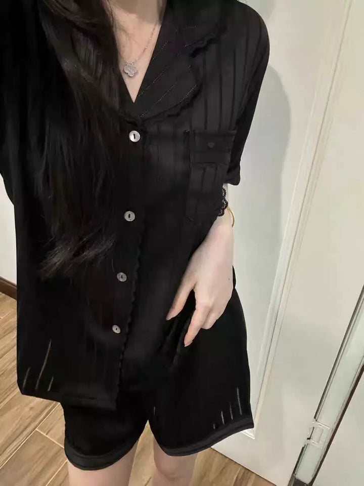 Ladies' pajamas, ice silk, long, with texture