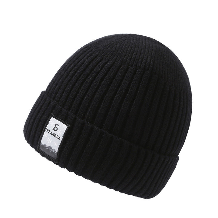 Men's knitted hat, lined, windproof, for winter