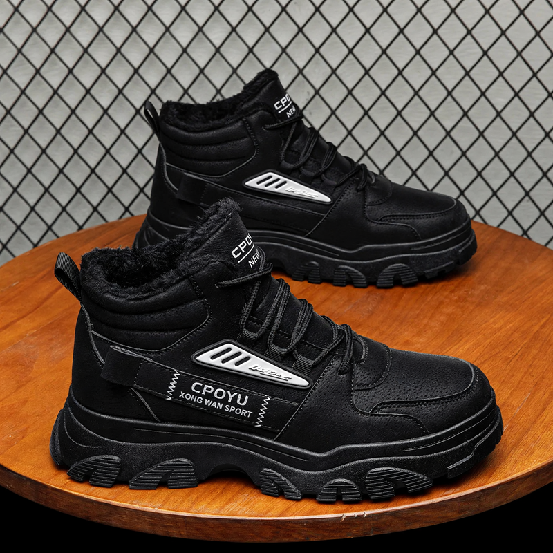 Padded men's ankle boots, warm and sturdy