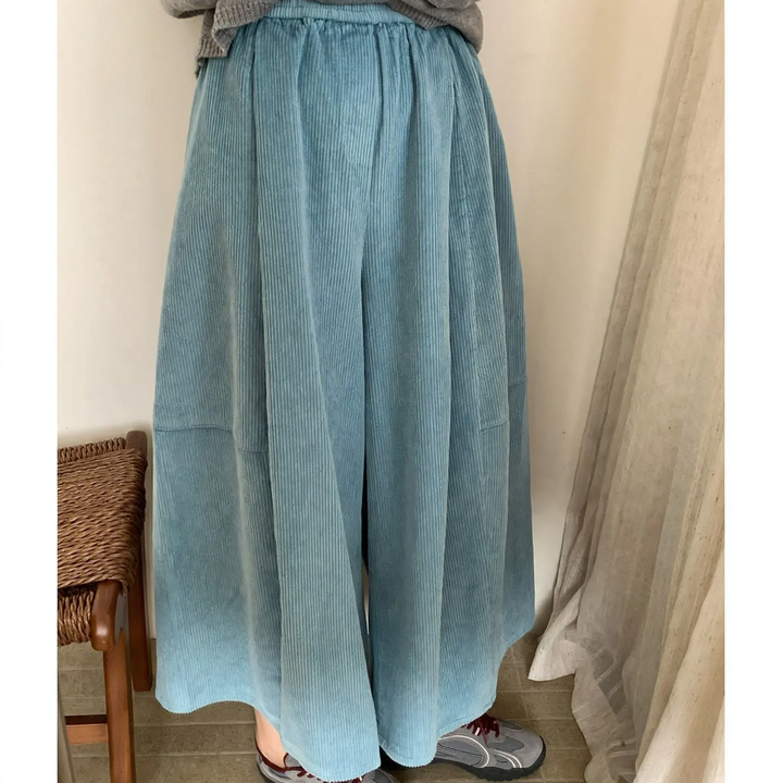 Women's wide-leg corduroy pants, lined