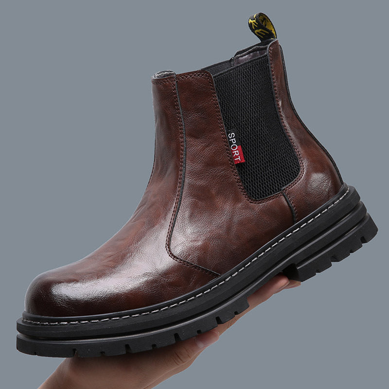 Men's Chelsea boots, lined, vintage style, leather