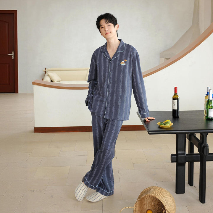 Cotton pajamas for couples, long-sleeved