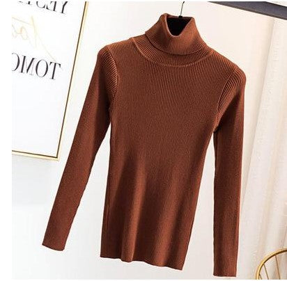 Women's turtleneck sweater, slim fit, solid color