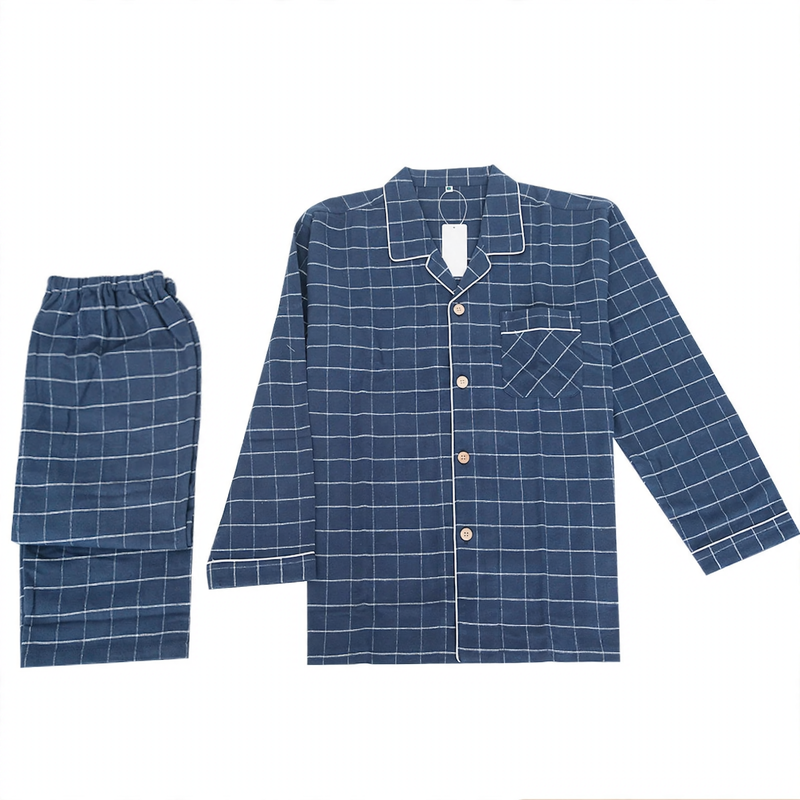 Padded cotton pajamas for men, checkered