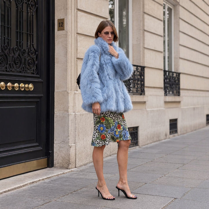 Mid-length women's faux fur coat