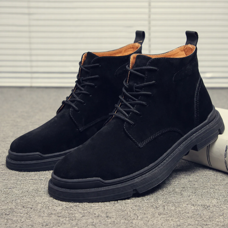 Men's boots, genuine leather, vintage style, shock-absorbing