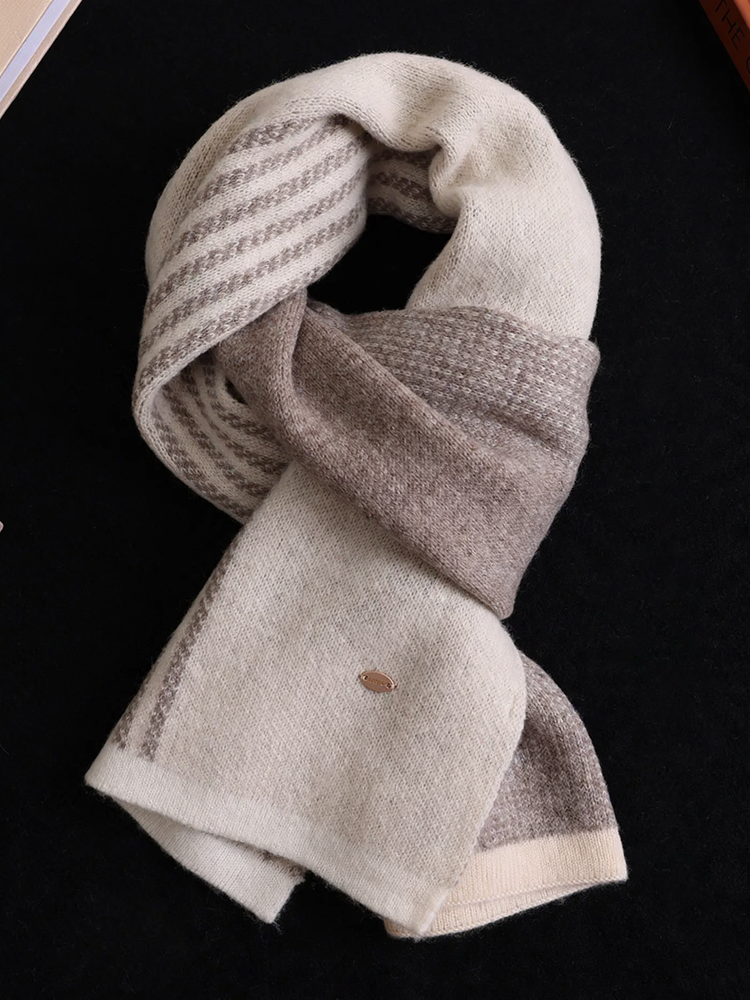 Merino wool scarf in Japanese style, two-tone